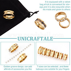 14Pcs 7 Size Stainless Steel Grooved Finger Rings Set&nbsp;RJEW-UN0002-71G