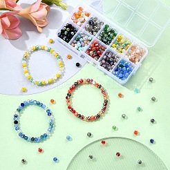 500個10色電気メッキガラスビーズ  多面カット  ロンデル  ミックスカラー  5.5x5mm  穴：1mm  50個/カラー&nbsp;EGLA-YW0001-81