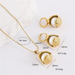 304 Stainless Steel Pendant Necklaces & Hoop Earrings Sets&nbsp;JT6190-3