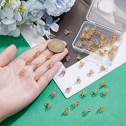 フラワーラックメッキ真鍮フィリグリービーズキャップベイル60個  7花びら  14KGP本金メッキ  8x8mm  穴：3mm&nbsp;KK-UN0005-87