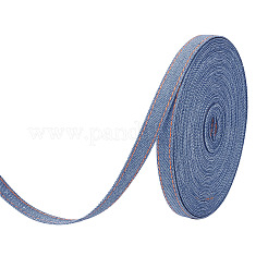 ステッチデニムリボン  服飾材料  DIYクラフトヘアクリップアクセサリーと縫製装飾用  藤紫色  1cm  10 M /袋&nbsp;OCOR-TAC0009-04A-02
