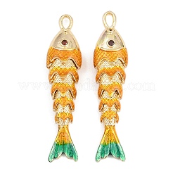 真鍮製マイクロパヴェキュービックジルコニアペンダント  魚  エナメル  18KGP本金メッキ  カドミウムフリー＆鉛フリー  ラックめっき  長持ちメッキ  ミックスカラー  46x11x7mm  穴：2mm&nbsp;KK-B157-31G
