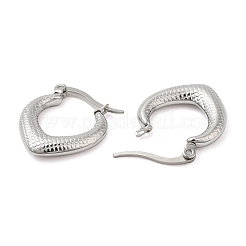 変色しない304ステンレススチール製フープピアス（女性用）  ハート  ステンレス鋼色  21x3.5mm&nbsp;EJEW-M224-01P