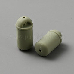 ボトル食品グレードの環境に優しいシリコーンビーズ  ダークカーキ  30x15mm  穴：2.2mm&nbsp;SIL-WH0006-20F
