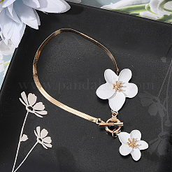 Alloy & Plastic White Flower Charm Anklets for Women&nbsp;AJEW-WH20080-95A