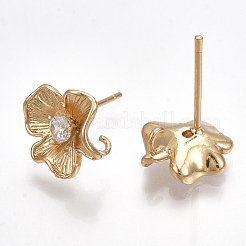 Brass Cubic Zirconia Stud Earring Findings&nbsp;KK-S348-348