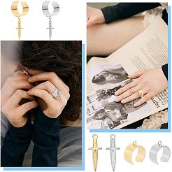 DIY Dagger Charm Cuff Ring Making Kit&nbsp;DIY-UN0003-66