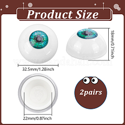 プラスチック製のクラフトアイ2組  中空の眼球  人形作り用  半円  アクアマリン  32.5x18mm  内径：22mm&nbsp;DIY-PH0029-60B