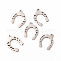 変色しない201ステンレススチールチャーム  馬蹄  ステンレス鋼色  13.5x10.5x1mm  穴：1mm&nbsp;STAS-E188-05P