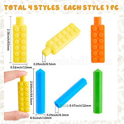 シリコン鉛筆キャップ4種類4個  コラム  ミックスカラー  65x13mm  穴：6.3~6.5mm  1個/スタイル&nbsp;AJEW-GF0011-51A