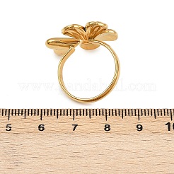 女性用304ステンレススチールカフリング  花  ゴールドカラー  内径：18mm&nbsp;RJEW-B133-02G
