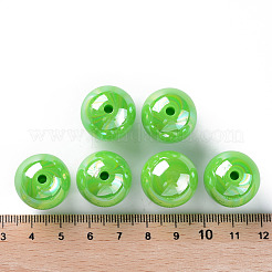 不透明なアクリルビーズ  ABカラーメッキ  ラウンド  ライムグリーン  20x19mm  穴：2~3mm  約111個/500g&nbsp;MACR-S370-D20mm-24