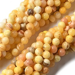 天然石イエロージェイド翡翠ビーズ連売り  ラウンド  10mm  穴：1.2mm  約40個/連  14.92''（37.9センチメートル）&nbsp;G-F591-17-10MM