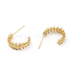 Clear Cubic Zirconia Leaf Wrap Stud Earrings&nbsp;EJEW-C035-03G