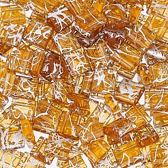 2穴透明ガラスシードビーズ  正方形  チョコレート  5x5x2mm  穴：0.8mm&nbsp;SEED-WH0004-01
