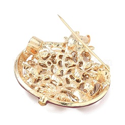 エナメルピン  合金製ラインストーンのラペルピンブローチ  ザクロ  ゴールドカラー  トパーズ  35x32mm&nbsp;RB-CBAE32B-01G