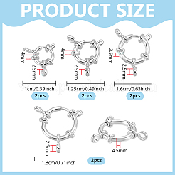 8個 4スタイル 304ステンレススチール スプリングリング留め金  リング  ミックスカラー  10~18x2.5~4.5mm  穴：2.5mm  2個/スタイル&nbsp;STAS-PH0007-52A