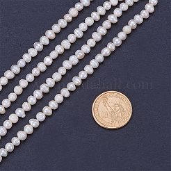 天然な培養された淡水パールビーズ  グレードA  ポテト  ベージュ  6~7.5x6.5~9.5x6.5~7.5mm  穴：0.8mm  約49~56個/連  12.91~14.13インチ（32.8~35.9cm）&nbsp;PEAR-PH0001-02