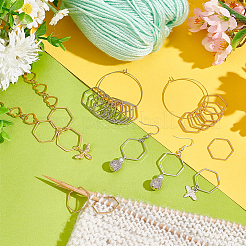真鍮製、アロイビー&六角ペンダントロッキングステッチマーカー付き  316サージカルステンレススチールワイングラスチャームリングステッチマーカー  ミックスカラー  7.7~8cm  2スタイル  1個/スタイル  2個/セット&nbsp;HJEW-AB00058