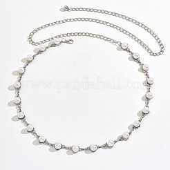 White Round Plastic Pearl Alloy Heart Link Waist Chains for Women&nbsp;WG65AA6-01