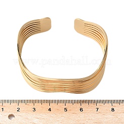 女性用多層ウェーブ 304 ステンレススチール カフ バングル  ゴールドカラー  内径：2x2-1/8インチ（5x5.3cm）&nbsp;BJEW-U032-18G