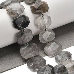 天然石クラウディクォーツビーズ連売り  ガラスビーズ  多面カット  長方形  20.5~22.5x15.5~16.5x6.5~7.5mm  穴：1.6mm  約21個/連  15.12~15.28''（38.4~38.8センチメートル）&nbsp;G-H078-B17-01