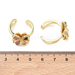 Brass Micro Pave Cubic Zirconia Cuff Open Rings&nbsp;RJEW-Z145-01G