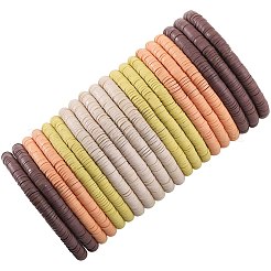 ポリマークレイ ヘイシ サーファー ストレッチ ブレスレット セット  重ね付けできるプレッピーブレスレット  ミックスカラー  内径：2インチ（5.2cm）  5個/カラー  4色  20個/セット&nbsp;BJEW-SW00130