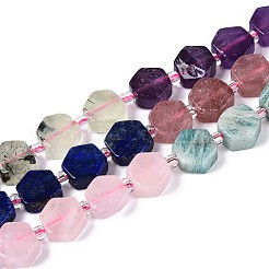 Natural Lapis Lazuli & Amethyst & Rose Quartz & Amazonite & Prehnite & Strawberry Quartz & Sunstone 7 Chakra Beads Strands&nbsp;G-P534-A27-01