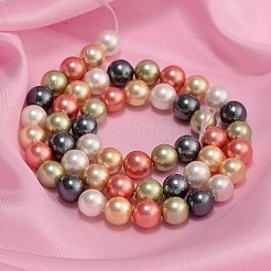 シェルパールカラフルビーズ連売り  ラウンド  ミックスカラー  8mm  穴：0.8mm  約24~25個/連  7.7インチ（19.75cm）&nbsp;BSHE-F013-14M-8mm