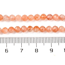 天然石サンストーンビーズ連売り  多面カット  ラウンド  4mm  穴：0.8mm  約104個/連  15.35インチ（39cm）&nbsp;G-F770-C01-04