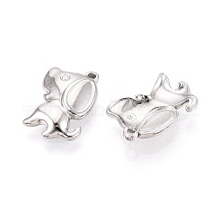 304ステンレスペンダント  犬のチャーム  ステンレス鋼色  14x12x2.5mm  穴：1mm&nbsp;LS-STAS-T067-58P