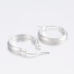 304ステンレススチールフープピアス  低刺激性のイヤリング  銀色のメッキ  20x19x3mm  ピン：1x0.8mm&nbsp;EJEW-H327-24