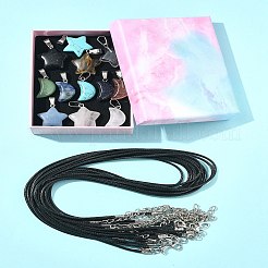 DIYネックレス作りキット  星と月の宝石ペンダントやワックスコードネックレスの製作を含む&nbsp;DIY-FS0008-82