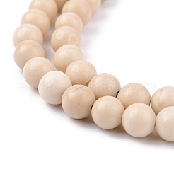 天然石フォッシルビーズ連売り  ラウンド  6mm  穴：1mm  約59~60個/連  15.3インチ&nbsp;G-E110-6mm-2