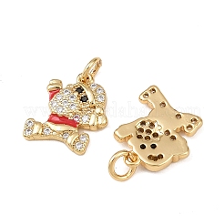 Christmas Brass Micro Pave Cubic Zirconia Enamel Charms&nbsp;KK-L255-19G-09
