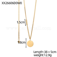 304 Stainless Steel Flat Round Pendant Necklaces&nbsp;STAS-OY007-62G