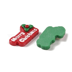 メリークリスマス 不透明樹脂 デコデン カボション  単語の混合形  ミックスカラー  16~18x30~32x6~6.5mm&nbsp;RESI-S391-03