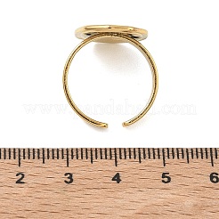 女性用304ステンレススチールカフオープンリング  エナメルとラインストーン付き  模造パールビーズ  ゴールドカラー  オーバル  18mm  オーバル：18.5x15.5mm&nbsp;RJEW-F207-01A-G