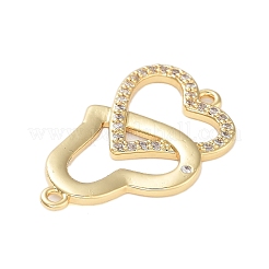 Rack Plating Brass Pave Clear Cubic Zirconia Connector Charms&nbsp;KK-B097-01G
