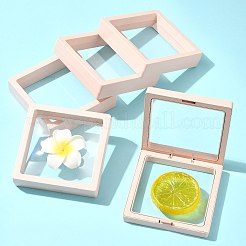 5個の正方形透明PE薄膜サスペンションジュエリーディスプレイボックス  リングネックレスブレスレットイヤリング収納用  ラベンダーブラッシュ  9x9x2cm&nbsp;CON-FS0001-19A