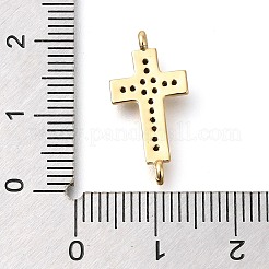 Brass Pave Black Cubic Zirconia Connector Charms&nbsp;KK-M101-02E-G01