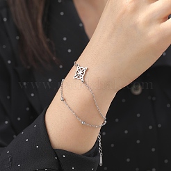 ノット304ステンレススチール製チェーン6-3/4連ブレスレット  女性用リンクブレスレット  ステンレス鋼色  17インチ（[2]cm）&nbsp;FS-WG17F44-02