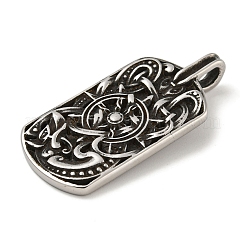 316サージカルステンレスペンダント  アンティークシルバー  長方形  47x22x8mm  穴：4x5.5mm&nbsp;STAS-Z073-75AS-04