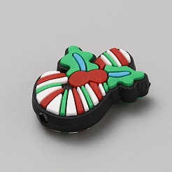 クリスマスをテーマにしたPVCプラスチックビーズ  キャンディー棒  29.5x22x8mm  穴：3mm&nbsp;SIL-SZC0005-17K