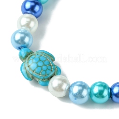 2Pcs 2 Colors 8mm Round Baking Paint Pearlized Glass Pearl Beaded Stretch Bracelet Sets&nbsp;BJEW-JB10899