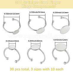 30Pcs 3 Styles Adjustable 304 Stainless Steel Finger Rings Components&nbsp;STAS-BBC0007-95P