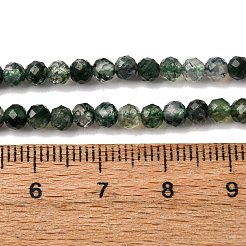 天然石モスアゲートビーズ連売り  多面カットラウンド  4mm  穴：0.8mm  約117個/連  15.55''（39.5センチメートル）&nbsp;G-A129-4mm-01
