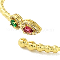 Brass Micro Pave Cubic Zirconia Cuff Bangles&nbsp;BJEW-E095-06G