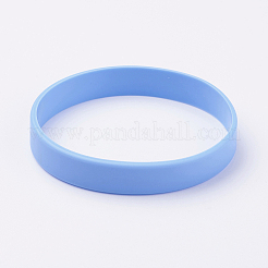 シリコンリストバンドブレスレット  コードブレスレット  ライトスカイブルー  2-1/2インチ（63mm）  12x2mm&nbsp;X-BJEW-J176-13